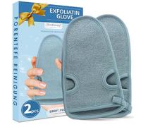 2 Pièces Gant Exfoliant Corps, Gant Gommage Corps, Élimine Les Cellules Mortes, Mitaines Massage pour Douche pour Femme et Homme, Nettoie et Purifie La Peau, avec cordon de suspension, Gris