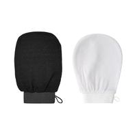 2 Pièces Gant Exfoliant Corps, Gant Gommage Peau Naturel, Enlève les Cellules Mortes de la Peau et Exfolie, Gant Kessa Gommage Corps et Visage en Viscose Naturelle, Blanc, Noir