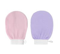 2 Pièces Gant Exfoliant Corps, Gant Gommage Peau Naturel, Enlève les Cellules Mortes de la Peau et Exfolie, Gant Kessa Gommage Corps et Visage en Viscose Naturelle, Violet, Rose