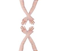 2 Pièces Gants Tulle Sans Doigts Longs 47cm en Blanc - Robe de Mariée avec Perles Transparentes pour Fête de Thé, Halloween, Accessoires de Cosplay