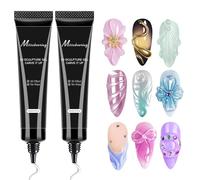 2 Pièces Gel 3D Nail Arts, 3 En 1 Rhinestone Glue Gel Pour Ongle & Colle À Ongles Sculpting G-el Polish, 15 Ml G-el De Décoration Pour Ongles 5D En Relief Pour Nail C-harms Design Dans La Salon DIYs