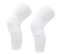 2 Pièces Genouillère Anti-collision Allongée en Nid D'abeille Unisexe, Manchon de Genou de Compression pour le Basket-ball, équipement de sécurité Sportive, (Blanc)