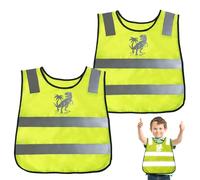 2 pièces Gilet de Sécurité Enfants,Gilet Jaune Enfant,Réflecteur Haute Visibilité Sécurité,360°Visibilité à Réfléchissant pour Enfants de 2 à 12 Ans Garçons et Filles (KL)