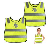 2 pièces Gilet de Sécurité Enfants,Gilet Jaune Enfant,Réflecteur Haute Visibilité Sécurité,360°Visibilité à Réfléchissant pour Enfants de 2 à 12 Ans Garçons et Filles (DJS)