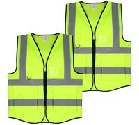 2 Pieces Gilet Fluorescent De Sécurité for Femme Men Gilet De Sécurité Haute Visibilité, Gilet Fluorescent Avec Poche Et Support D'identification Pour Le Travail En Extérieur, La Course À Pied Et La M