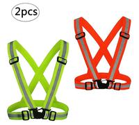 2 Pièces Gilet réfléchissant Harnais Fluo de Sécurité Brassard Réglable de Haute Visibilité pour Vélo Course Marche Jogging Moto