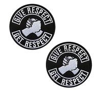 2 Pièces "Give Respect Get Respect" Respecté Coopération Tactique Militaire Emblème Drôle Applique Fermeture Crochet et Boucle pour Chapeau Sac à Dos Vestes Jean Vêtements Uniforme Gilet