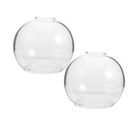 2 Pièces Globe Abat-jour en Verre E27 à Double Ouverture Ronde | Surface Lisse Éclatante, Modèle Sphérique, pour Ampoules Edison, Luminaires Muraux, Plafonniers, la Cuisine et Salle à Manger