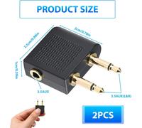 2 Pieces Gold Plated 3.5 Mm Jack Adapter For Airline Headphones With 3.5 Mm Jack To 3.5 Mm Stereo Jack