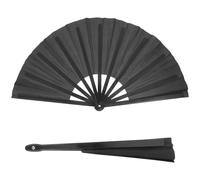 2 Pièces Grand Éventail Pliant Noir Tai Ji pour Fêtes et Festivals