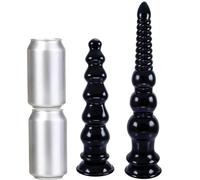 2 Pièces Grand Gode Anal 24 cm / 32 cm Plug Anal Extra Long Boules Anales en Silicone Plug Anal avec Perles de 5,5 / 6 cm et Ventouse Massage de la Prostate Dilatateur d'Anus Jouet Sexuel Érotique for