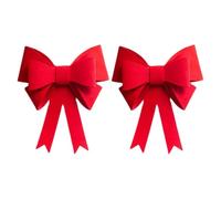 2 Pièces Grand Nœud de Noël Rouge en Feutre et Velours, Décoration | Attache Facile, Tenue de Forme, Clips et Liens Inclus, pour Couronnes, Boîtes Présents, Salons