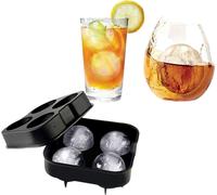 2 pièces Grande boule ronde en silicone Moule à glaçons, Fait 8 grandes boules de glace Pour refroidir la boisson Whisky Cocktail