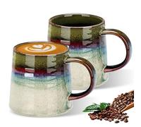 2 Pièces Grande Tasse à Café, 450 ML Grandes Tasses à Café en Céramique, Tasse à Café Grande, Tasse en Céramique, Tasse à Café en Porcelaine, Tasse à Thé avec Anse pour Cappuccino, Latte, Cacao Chaud