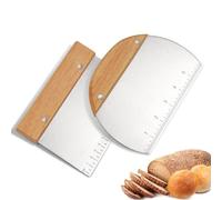 2 Pièces Grattoir à Pâte, Acier Inoxydable Coupe Pate, avec manche en bois, Coupe-Pâte pour Faire des Pizzas, des Pâtisseries, pâte à pain