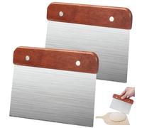 2 Pièces Grattoir à Pâte Avec Poignées en Bois, Coupe Pate Patisserie Inox Grattoir Patisserie Spatules à PâTe Corne Patisserie Facile à Utiliser & Nettoyer, pour Pain, Pâtisserie,Crêpes, Pizza,15cm