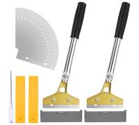 2 Pièces Grattoir Vitre avec 20 Lames, Grattoir Plancha avec Housse de Protection, Industry Grattoir Peinture avec 20cm Long Manche pour Carrelage, Papier Peint, Fenêtres, La Table de Cuisson