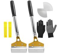 2 Pièces Grattoir Vitre, Scraper à Long Manche avec 20 Lames, Grattoir Plaque Vitrocéramique Induction pour Carrelage, Papier Peint, Colle, Miroir, La Table de Cuisson