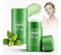2 Pièces Green Tea Mask Stick, Argile Verte Nettoyage en Profondeur Masque Visage En Stick Vert, Masque à L'argile Verte Anti-Points Noirs Clay Mask for Face Réduit les Pores Hydratant Apaisant