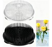 2 pièces Grenouille à Fleurs Transparente, Ronde en Plastique, Kenzan Ikebana avec 3 Ventouses, Support à Fleurs pour Art Floral DIY, Style Zen Ohara-ryū et Ikenobo