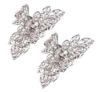 2 Pièces Griffe à Cheveux Vintage Fleur Cristal Alliage de Zinc | Pince Rétro Mode, Maintien Doux des Cheveux, Usage Travail Cuisine, Accessoire Féminin