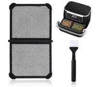 2 Pièces Grille Anti-Projection Universelle pour Airfryer avec Brosse à Huile, Protection Anti-éclaboussures en Silicone pour Philips, Cosori, Ninja et Autres Friteuses à Air