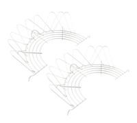 2 Pièces Grille de Cuisson Vapeur Demi-ronde Pliable | Support à Huile, Crochets, Argenté, Accessoire la Cuisine, pour Casserole Vapeur et Usage Domestique