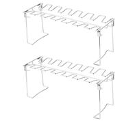 2 Pièces Grille de Gril, Support de Cuisse et D'aile de Poulet, Support de Pilons de Poulet Barbecue à 14 Emplacements Support de Rôtissoire en Acier Inoxydable pour Gril Fumeur,