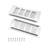 2 Pièces Grille de Ventilation, 20 × 8 cm Grille D'aération en Aluminium, Argent Grille D'échappement, Antirouille et Résistant à Corrosion, pour Ventilation Armoires et Meubles 0XBIT
