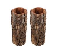 2 Pièces Grotte Cachette, Souche d'arbre Creuse en Bois Brun | Aspect Réaliste de Tronc, Style Forêt Tropicale, pour Terrarium et Aquarium, Adapté aux Bernard-l'hermite