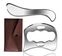 2 pièces Gua Sha en acier inoxydable, outil Gua Sha, Gua Sha en acier inoxydable pour la mobilisation des tissus mous et la réduction de la douleur musculaire (avec sac de rangement)