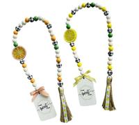 2 Pièces Guirlande de Perles Décorative Citron, Bois et Corde