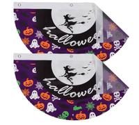 2 Pièces Guirlande D'halloween Bannière en Éventail Plissé | Tissu Pourpre, Installation Facile, Cordes Incluses pour Boutique et Fête