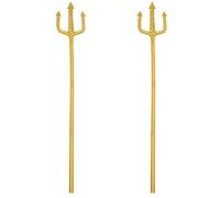 2 Pièces Halloween Accessoire de Costume de Diable Trident Plastique Or | Assemblage Rapide, Finition Dorée Détaillée, pour Spectacles de Scène, Photos Thématiques et Costumes