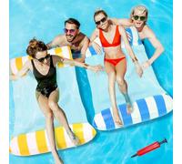2 Pièces Hamac Flottant Piscine, 4 in 1 Matelas Gonflable Piscine pour Adultes115×66cm Bouée Gonflable Bain de Soleil Relaxant pour Plage Vacances Été