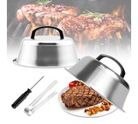 2 Pieces Hamburger Cover 22 cm, Facile à Nettoyer, Durable, Hamburger Hood en Acier INOX, avec Poignée en Plastique, avec 1 Mini Tournevis, pour Griller, Cheese, Melt
