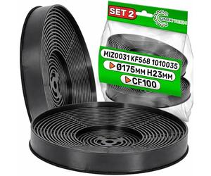 2 Pièces Сharbon Filtre Hotte Aspirante Ø 175 mm Type CF100 avec Code Original 00743169 00796390 DHZ5276 Z5138X1 LZ52751 pour Exquisit pour Respekta pour Bomann - Garantie de 5 Ans - ONIX TECH