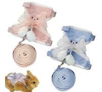 2 Pièces Harnais Réglable pour Lapin, Furet, Chat, Chaton, Chiot et Autres Petits Animaux, Harnais Lapin Nain, Laisse pour Lapin Nain, Accessoires Lapin, Colliers et Laisses, pour 1 à 3 kg