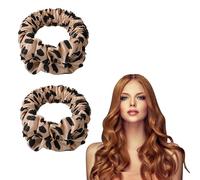 2 Pièces Heatless Hair Curlers Réutilisable Boucles Sans Chaleur en Satin Chouchou Rouleau Cheveux Boucle Sans Chaleur Pour une Fille Courte, Moyenne et Longue - Imprimé léopard