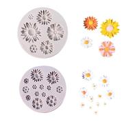 2 pièces Hezhou Moules de Tournesol Flower Resin Moule en Silicone Fleur Mini Fleur Roses Fleur de Marguerite Moules pour Fondant Gâteau Chocolat Gelée Sucre Savon DIY Mold (Gris)