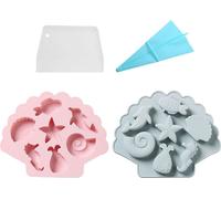 2 pièces hippocampe, étoile de mer, coquillage, moule, dauphin, fondant, moule à gâteau, bonbons, chocolat, moule en silicone, biscuits, biscuits, moule, cuisine, pâtisserie, gâteau, outils de décorat