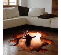 2 Pièces Horreur d'halloween Autocollants pour Le Sol, Horreur Sol Decal Stickers, Sticker de Sol Halloween Zombie Citrouille, 3D Halloween Stickers, Stickers d'ambiance Horreur PVC Décor Halloween