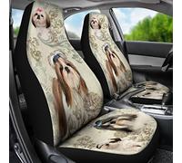 2 Pièces Housse Couverture Couvre Sieges Élastiques Housses De Siège De Voiture Avant Confort Siège Avant Housses Universel pour Voitures Bus SUV Shih Tzu Féminin