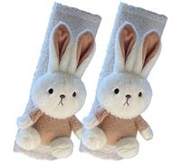 2 pièces housse de ceinture de sécurité pour enfants doux et confortable mignon dessin animé lapin housse ceinture sécurité hiver en peluche moelleux housses pour pousse