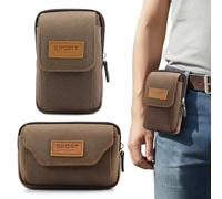 2 Pièces Housse de Ceinture Téléphone, Sac Banane Homme Multifonctionnel pour Randonnée Camping Vélo, Pochette Portable jusqu'à 6,5 Pouces, Ceinture Porte Téléphone avec Mousqueton (Marron)