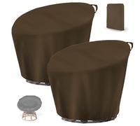 2 Pièces Housse de Chaise Papasan,Bâche de Protection pour Fauteuil Rond Papasan pour Balcon Terrasse, Imperméables Couverture de Chaises à Bascule en Osierde Jard(Size:210D:132*51*89cm,Color:brun)