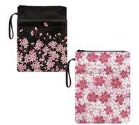 2 pièces Housse de Protection en Forme de Fleur de Cerisier pour Livres de Poche, pochette livre,Couverture de Livre en Tissu Lavable avec Fermeture Éclair et Poche Supplémentaire pour les Amateurs de