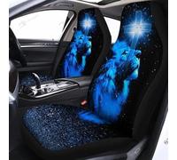 2 Pièces Housse De Sieges Auto Durable Housses De Siège De Voiture Avant Lavable Universel Lion De Juda sous La Lumière du Halo De La Croix De Jésus - Jésus Lion, pour Jésus Christianisme Prières