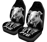 2 Pièces Housse De Sieges Auto Élastiques Siège Avant Housses Confort Housse Couverture Couvre Sieges Universel pour Bus Camionnettes SUV Cochon Amour Noir Blanc