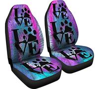 2 Pièces Housse De Sieges Auto Respirantes Housse Couverture Couvre Sieges Élastiques Siège Avant Housses Universel pour Camion Berlines Bus Amour des Animaux De Compagnie Turquoise Et Magenta